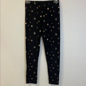 Beautees Black and Gold Star Leggings Size Large 14